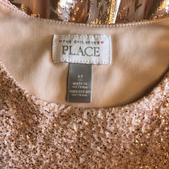 SOLD The Childrens Place Sparkle Floral Gold Dress - Picture 10 of 11